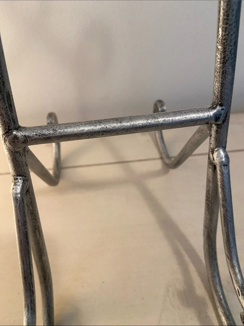 Wrought Iron Tabletop Easel Distressed Silver Farmhouse Cottagecore